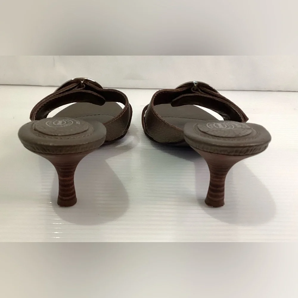 Dr. Scholl’s Leather Woman’s Sandals Slip on Shoes Size 8M Color Bronze Heel 2” - Picture 6 of 12